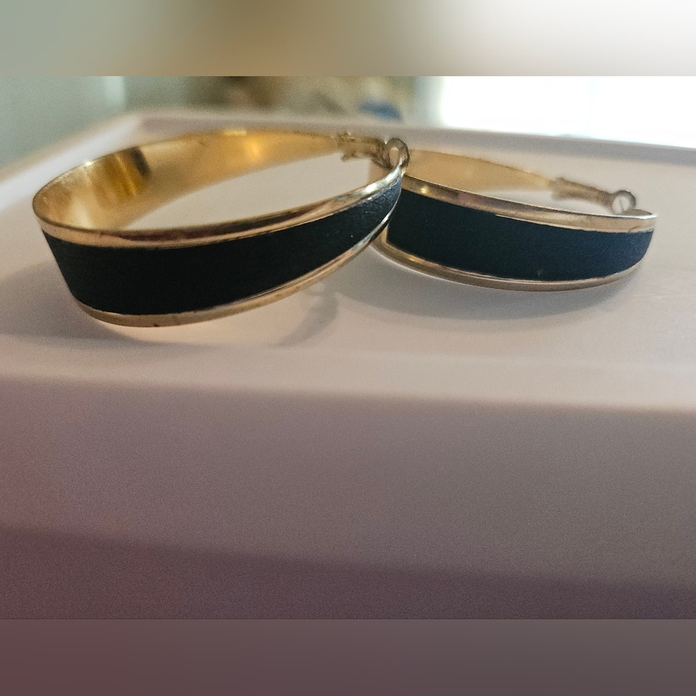 Black and Gold Hoop Earrings
